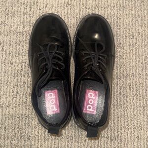 Black leather loafers